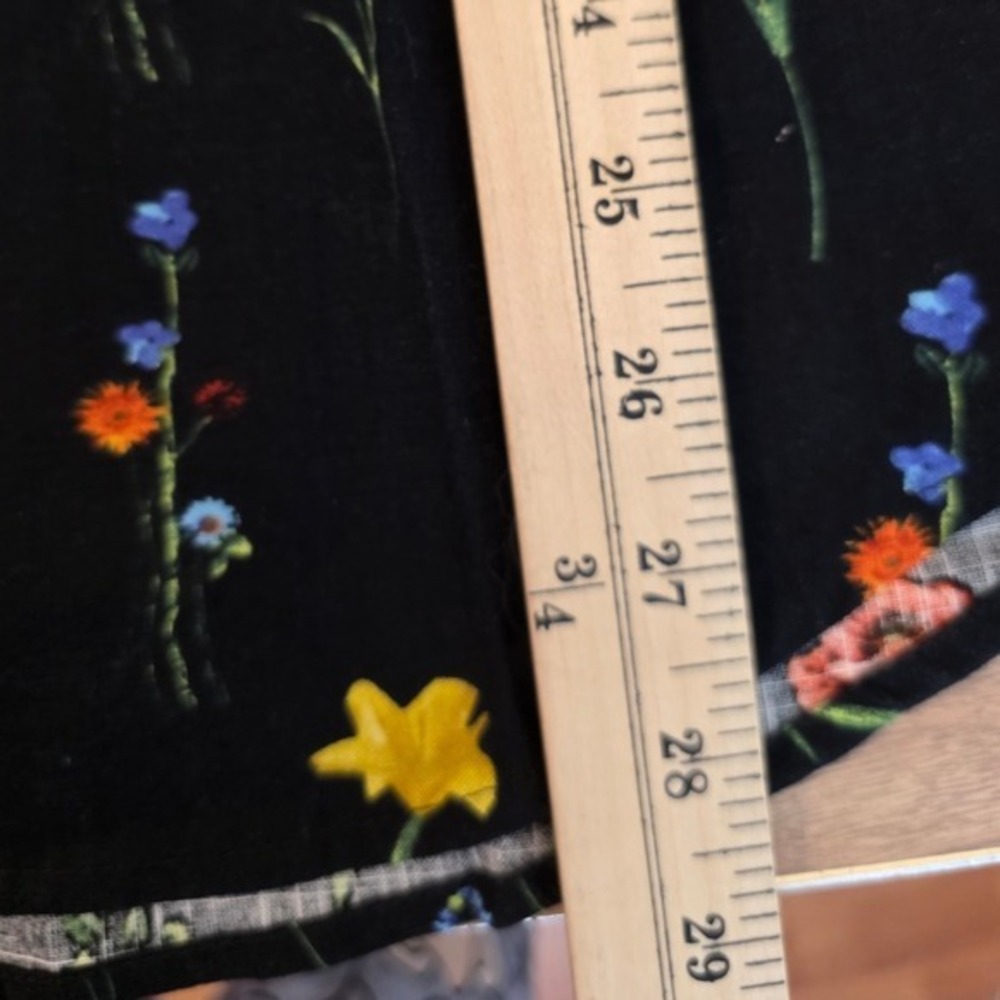 Unbranded Button-Up Blouse Women XL Black Floral Butterfly Pleated Babydoll Back - Picture 8 of 14